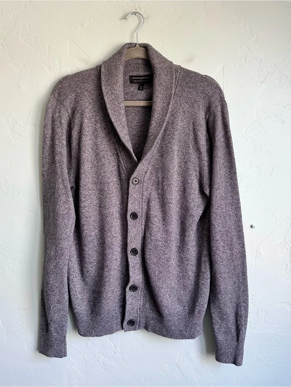 Banana Republic Men's Luxe Sweater Collection Shawl Collar Cardigan Medium Gray
